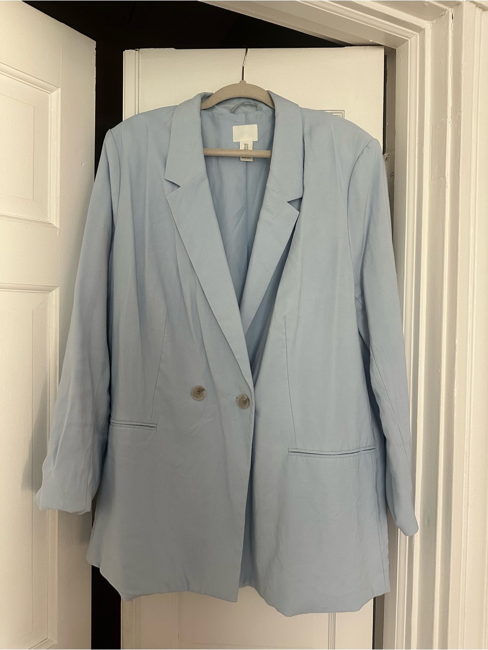 H&M Light Blue Double-Breasted Blazer Jacket